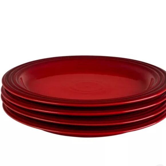 Le Creuset Vancouver Dinner Plates- Set Of 4- Cerise - Picture 1 of 10